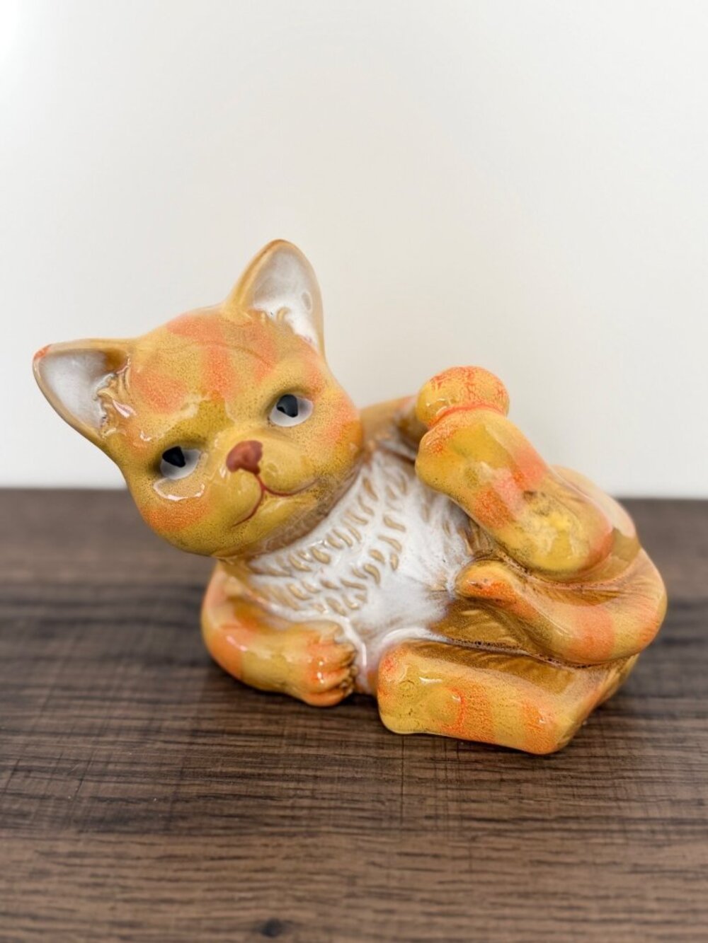 VTG Garden Ridge Ceramic Orange Tabby Kitten Cat Figurine Whimsical Kitsch Decor